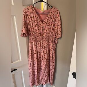 Floral Pink Midi Dress